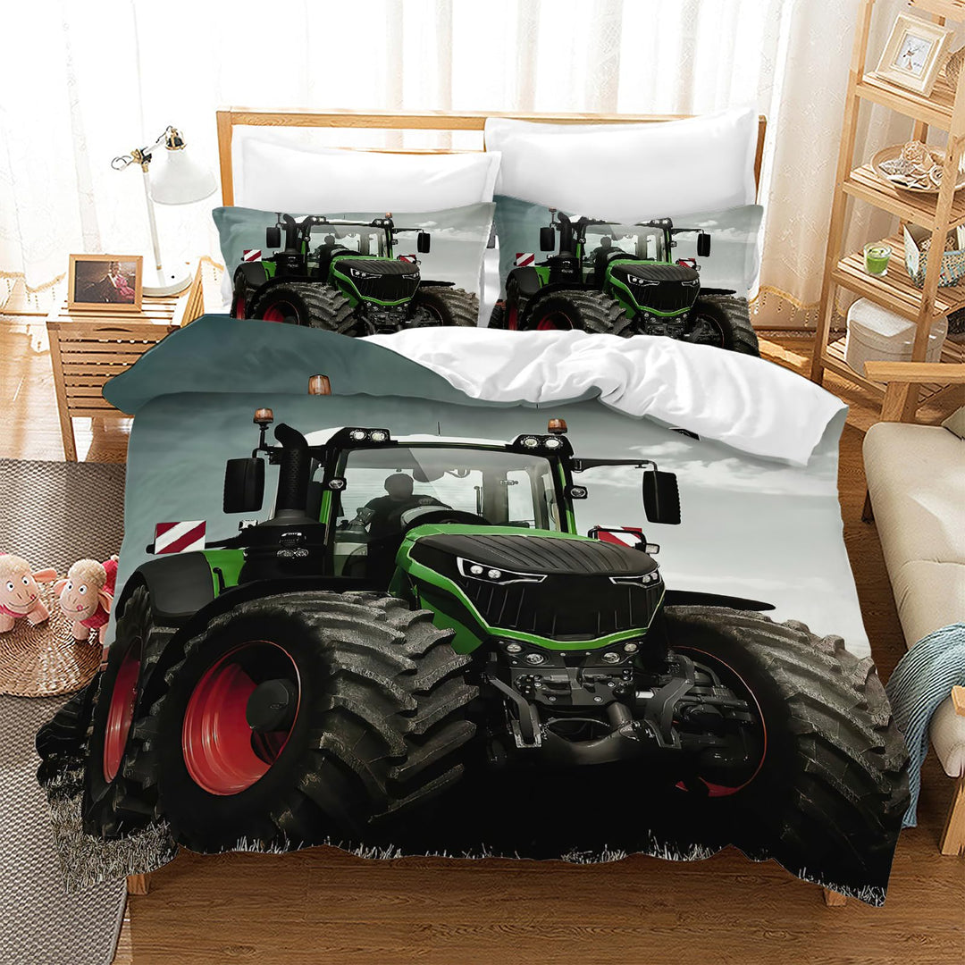 PQCXXA Traktor kinderbettwäsche 140x200cm,3-teilig Grün Traktor Bettwäsche-Set mit Reissverschluss u