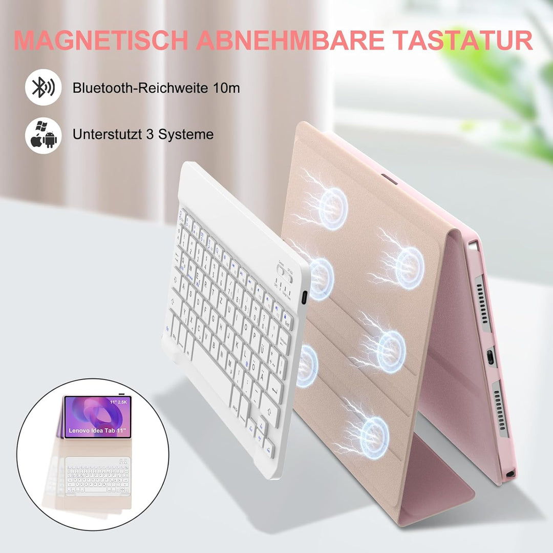 IVEOPPE Hülle mit Tastatur für Lenovo Idea Tab 11" 2025, Bluetooth Abnehmbare Magnetisch QWERTZ Tast