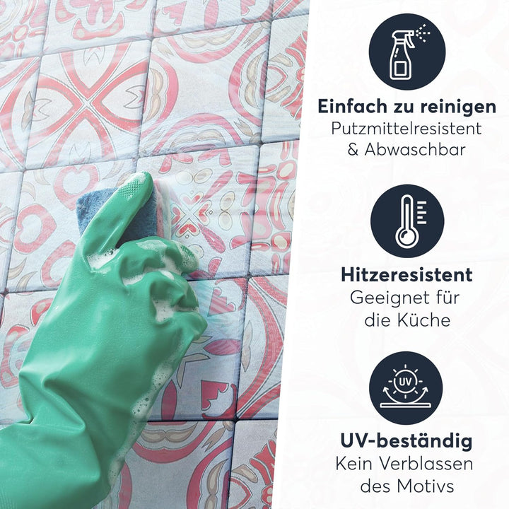50 Stück Fliesenfolie für Küche und Bad 15x15 cm - Mosaikfliesen, Fliesensticker - selbstklebende Fl