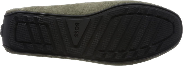 BOSS Herren Noel Mocc Mokassins aus Veloursleder mit Branding Grösse 41 EU Open Green343, 41 EU Open