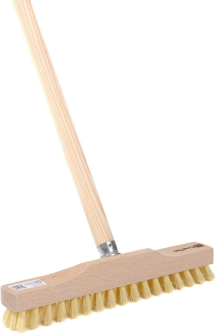 BawiTec Schrubber, Rheinischer Wischer, 28cm Breit/Lang, mit Stiel, Holzstiel, Bodenschrubber mit Me
