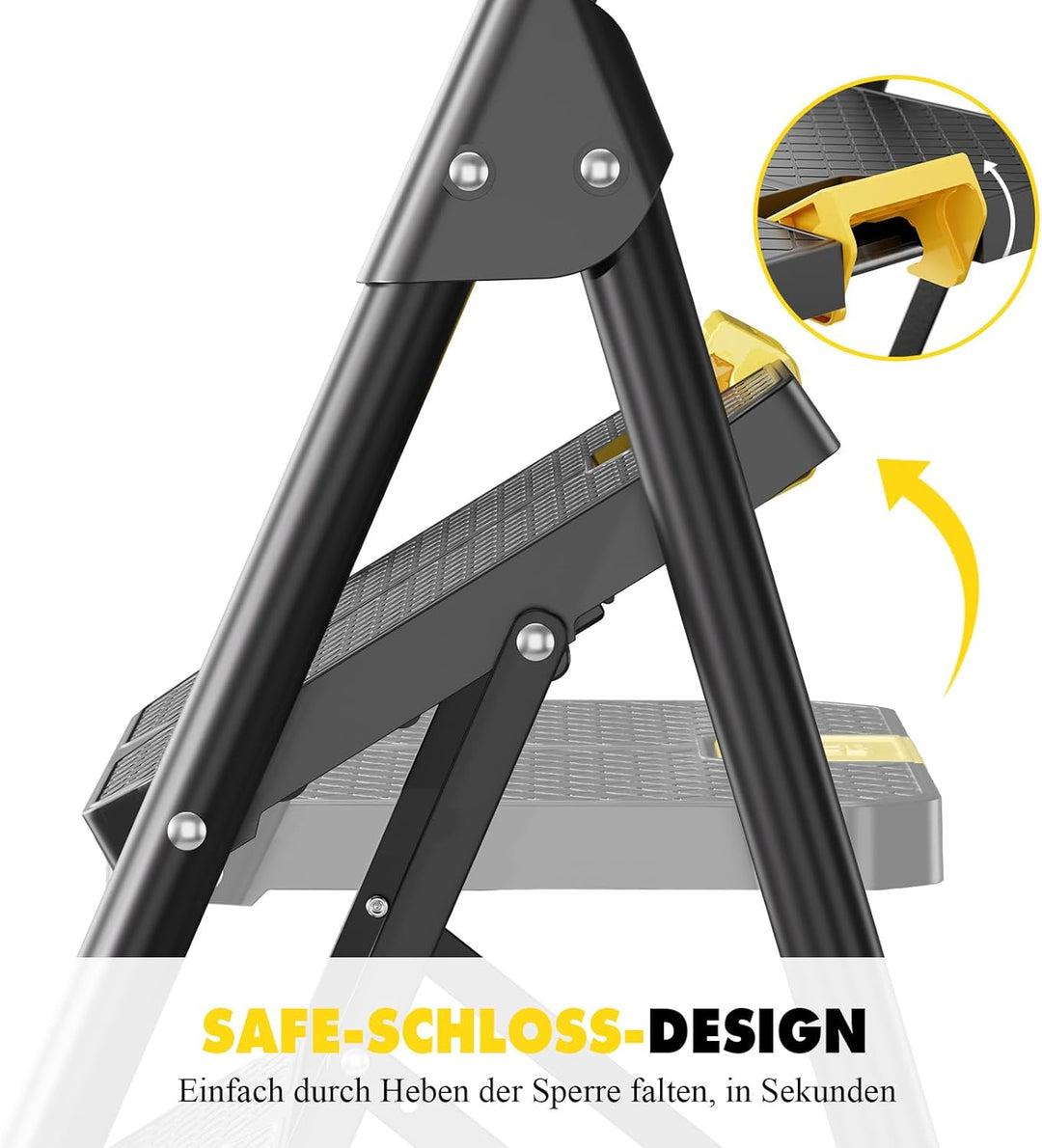 KINGRACK 3 Stufenleiter, 3 Stufen klappbar mit rutschfestem, breitem Pedal und Handläufen, leichte H