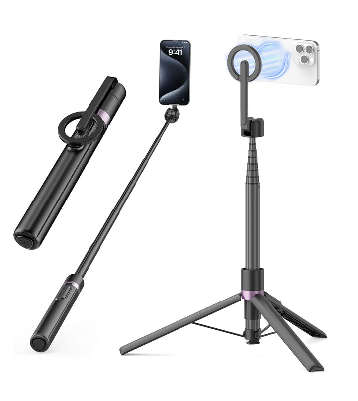 TONEOF 173cm Magnetisches Selfie Stick Stativ, Stark Magnetischer Aluminium Halter für Magsafe, 360°