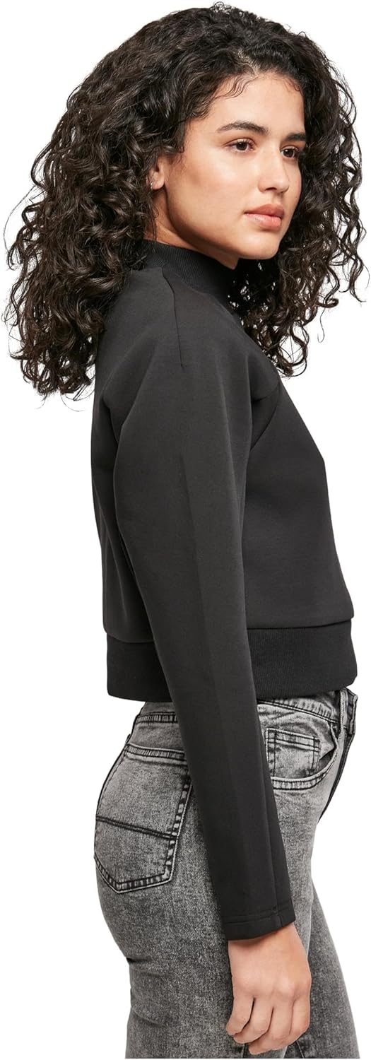 Urban Classics Damen Ladies Interlock Short Turtleneck Crew Sweatshirts L Schwarz, L Schwarz