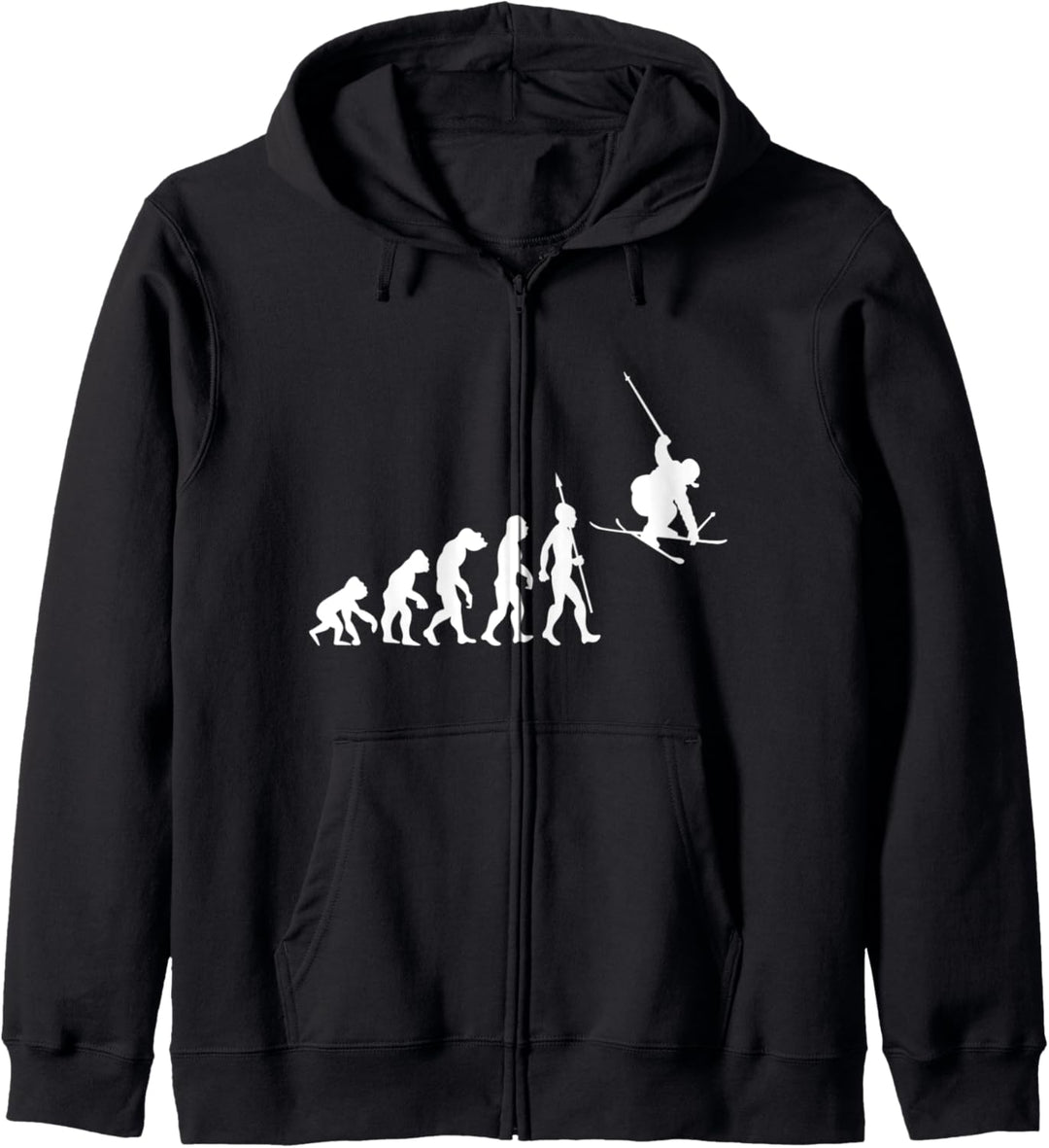 Skifahren Skilaufen Skifahrer Evolution Lustig Apres Ski Kapuzenjacke