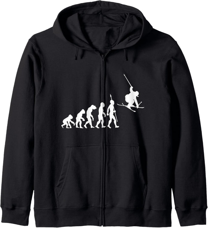 Skifahren Skilaufen Skifahrer Evolution Lustig Apres Ski Kapuzenjacke