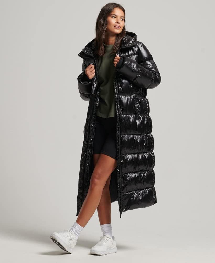 Superdry Damen Langer XPD Sports Steppmantel Schwarz 44