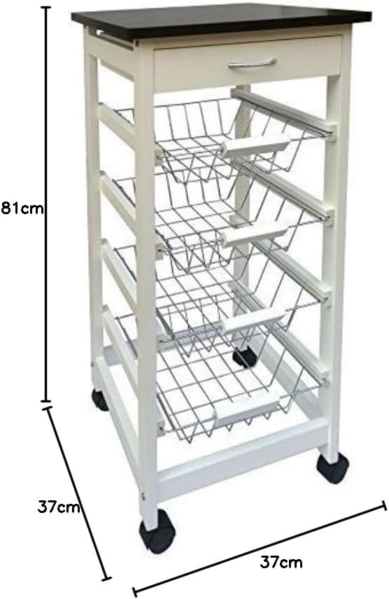 Home Discount® 4 Etagen Küchenwagen Aufbewahrungskörbe Schublade, weiss