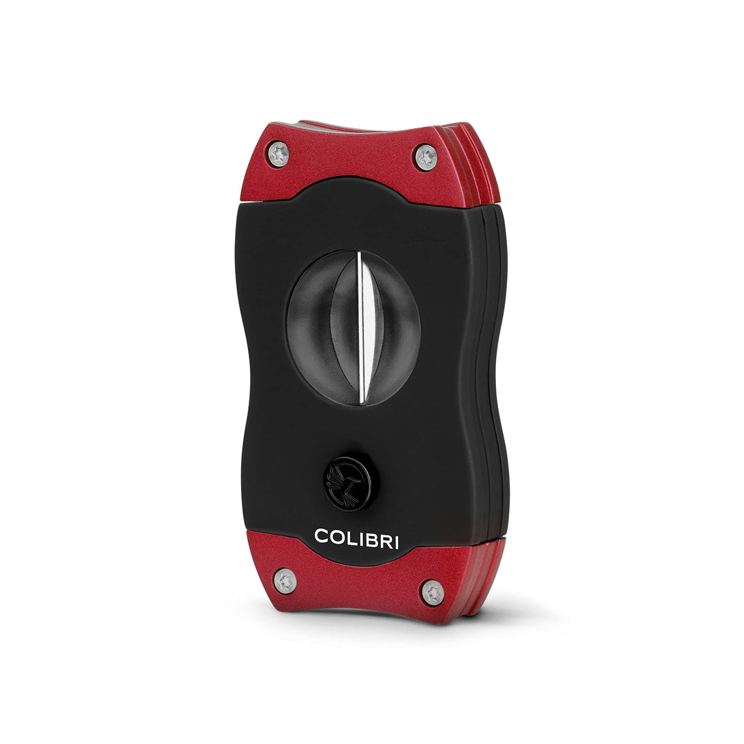 Colibri V-Cut Zigarrenschneider | Schwarz Mit Rotakzenten | Federauslöser | Tiefer 7mm V-Schnitt | B