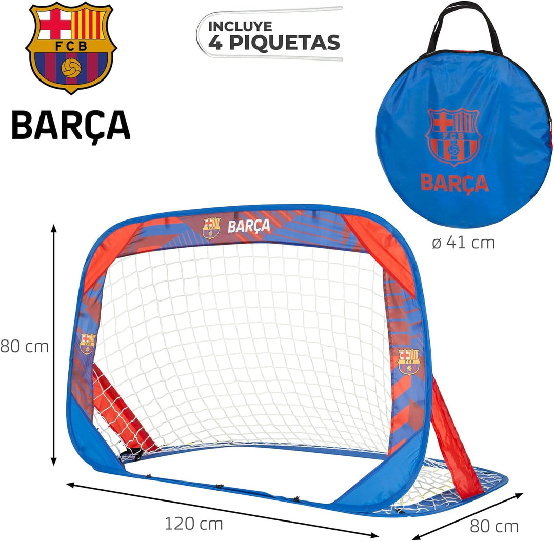 COLORBABY FC Barcelona Fussballtor, Pop-up, 2 Stück, 120 x 80 x 80 cm, inklusive Tragetasche, zusamm