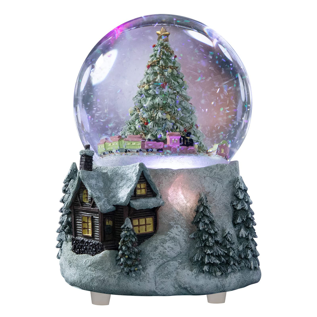 Juniland Weihnachtsbaum und automatischer, drehbarer Zug, Schneekugel, Farbwechsel, Lichteffekt, Sch