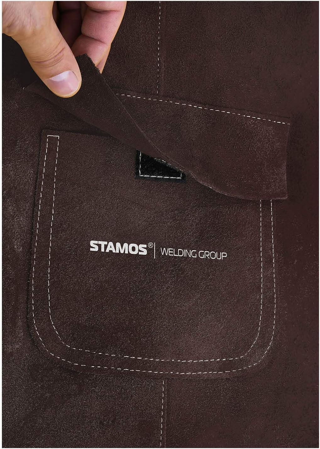 Stamos Welding Group SWA03L Schweisserschürze Lederschürze Arbeitsschürze Rindspaltleder Braun L, L