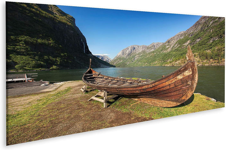 islandburner Bild auf Leinwand Altes Wikingerboot Im Dorf Gudvangen Bei Flam Norwegen Bilder Wandbil