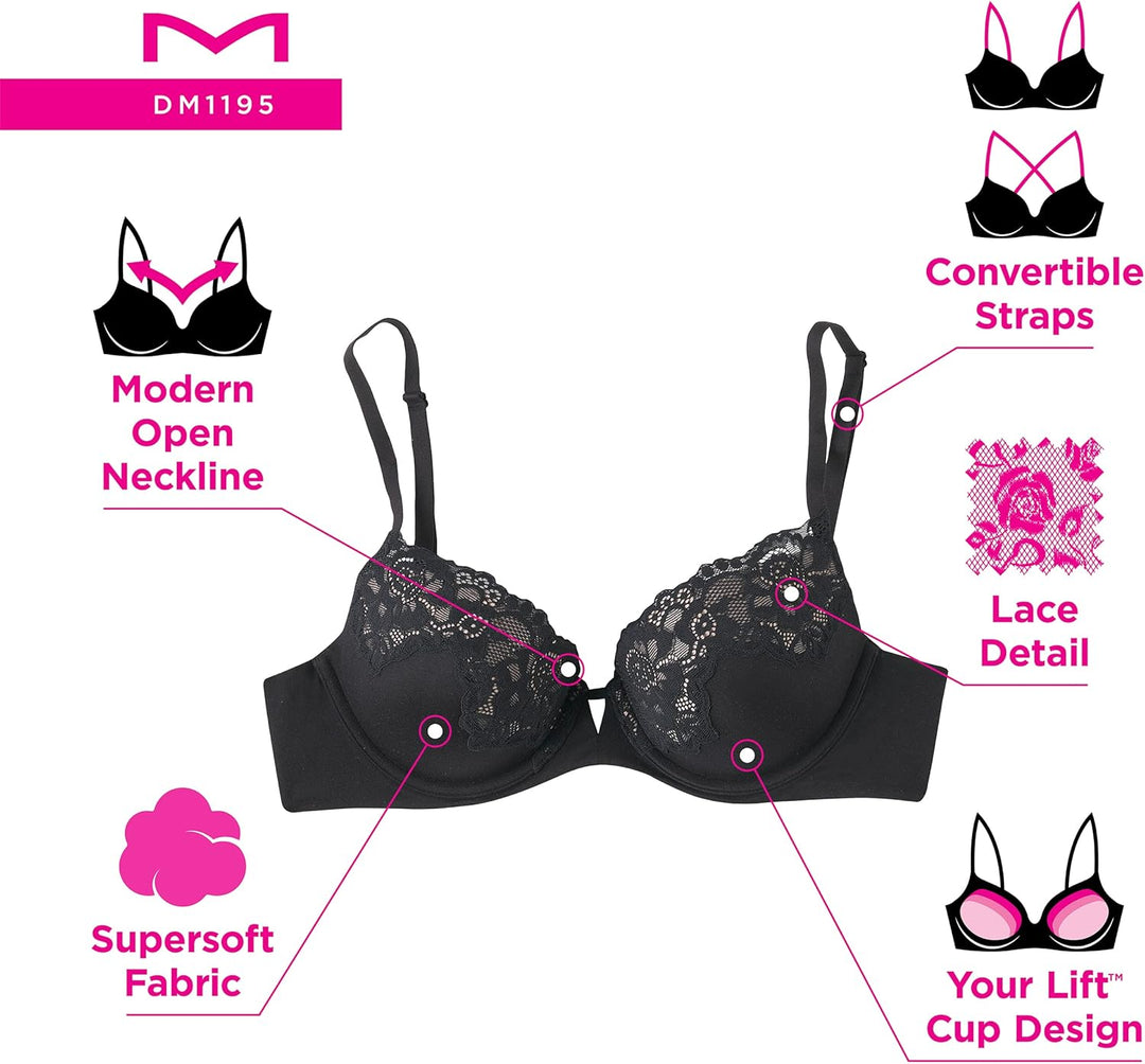Maidenform Damen Comfort Devotion Your Lift Wandelbaren Trägern, Spitzen-bügel BH, Undurchsichtige 7