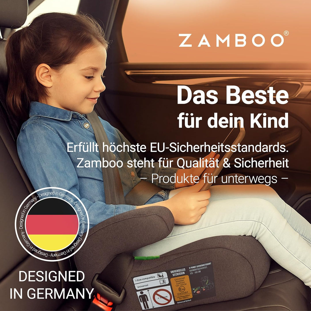 Auto Sitzerhöhung i-Size 125–150 cm | Befestigung mit 3-Punkt-Gurt, ECE R129/04 geprüft | stabile ge