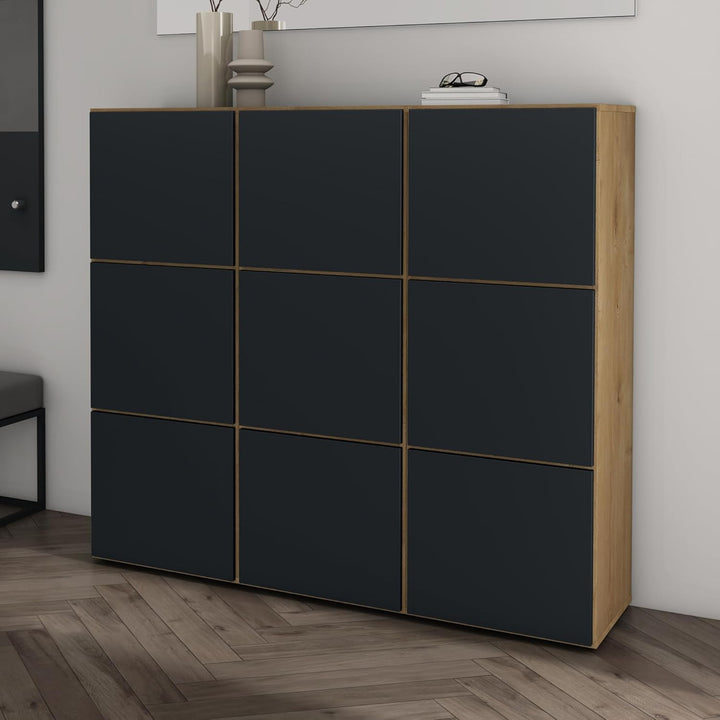 Mai & Mai Schuhschrank aus Holz, Schuhkommode mit 3 Schränken BTH: 45x36x120 cm Schuhregal Möbel in