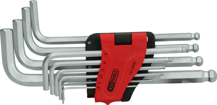KS Tools 151.5000 Kugelkopf-Innensechskant-Winkelstiftschlüssel-Satz, lang, 10-tlg.