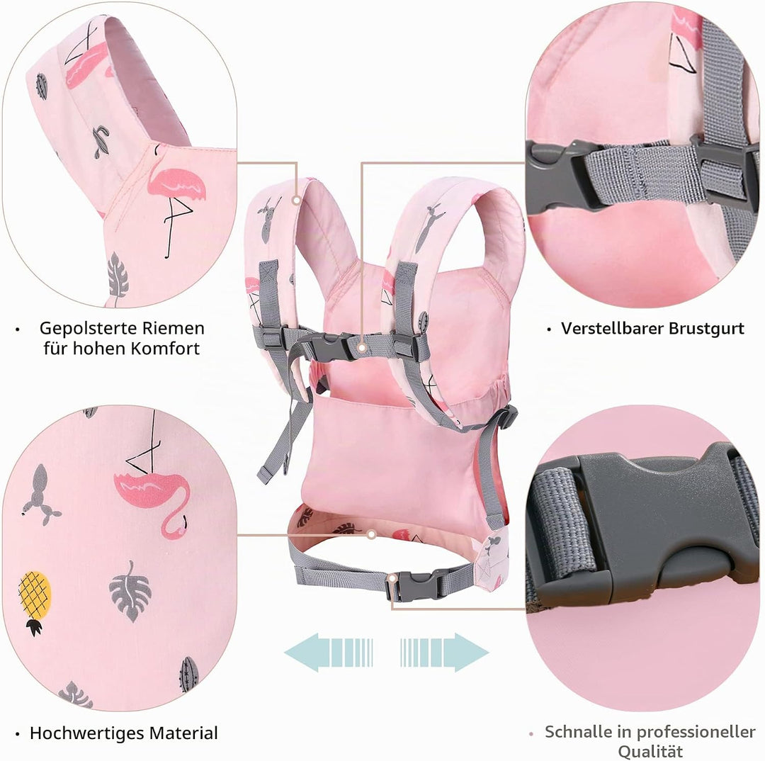 Miracle Baby Babypuppentrage für Kinder, Vorder- und Rückentrage mit verstellbaren Trägern für Mädch