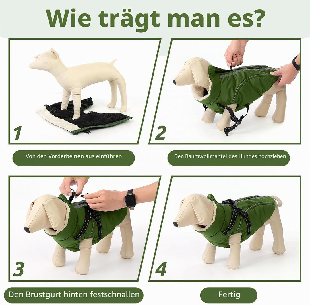 Hundemantel Hundejacke Warm Wintermantel mit Reissverschluss Winddichte &amp; Winddichte mit Reflektorst