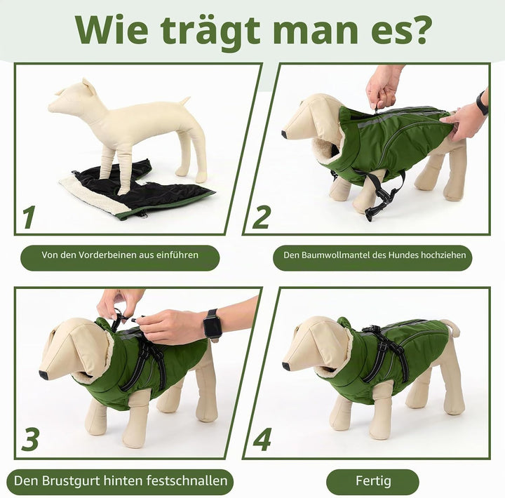 Hundemantel Hundejacke Warm Wintermantel mit Reissverschluss Winddichte &amp; Winddichte mit Reflektorst