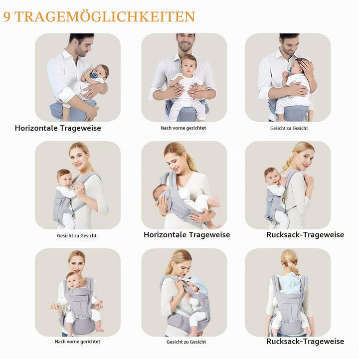 Viedouce Babytrage Ergonomische mit Hüftsitz/Reine Baumwolle Leicht und atmungsaktiv/Multiposition:D
