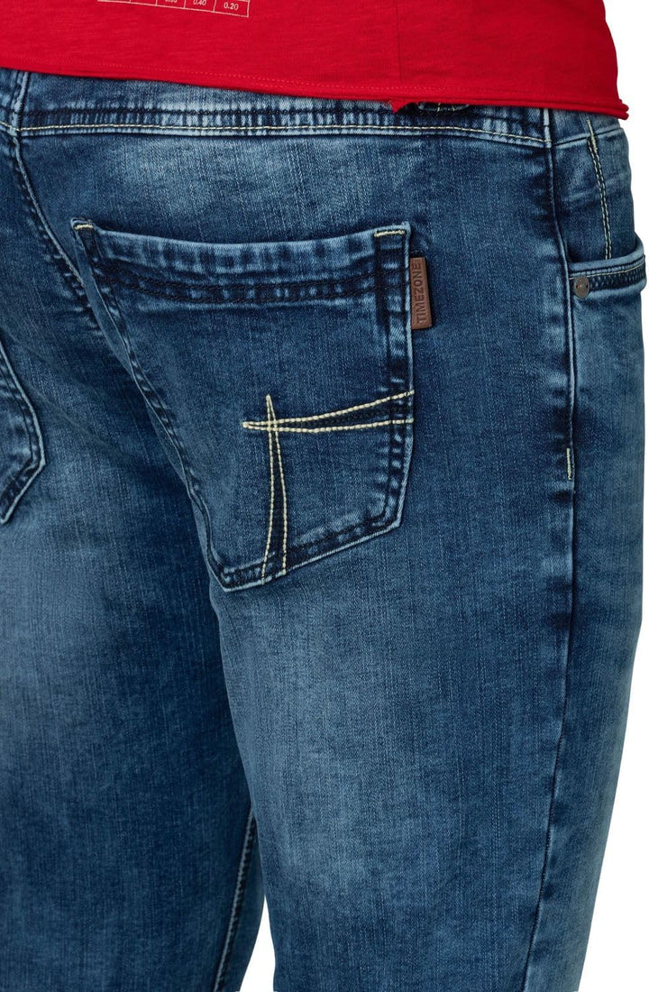 Timezone Herren Jeans Slim EDUARDOTZ Mid Waist - Slim Fit - Blau W29-W40 Stretch 30W / 32L Blau (Whi