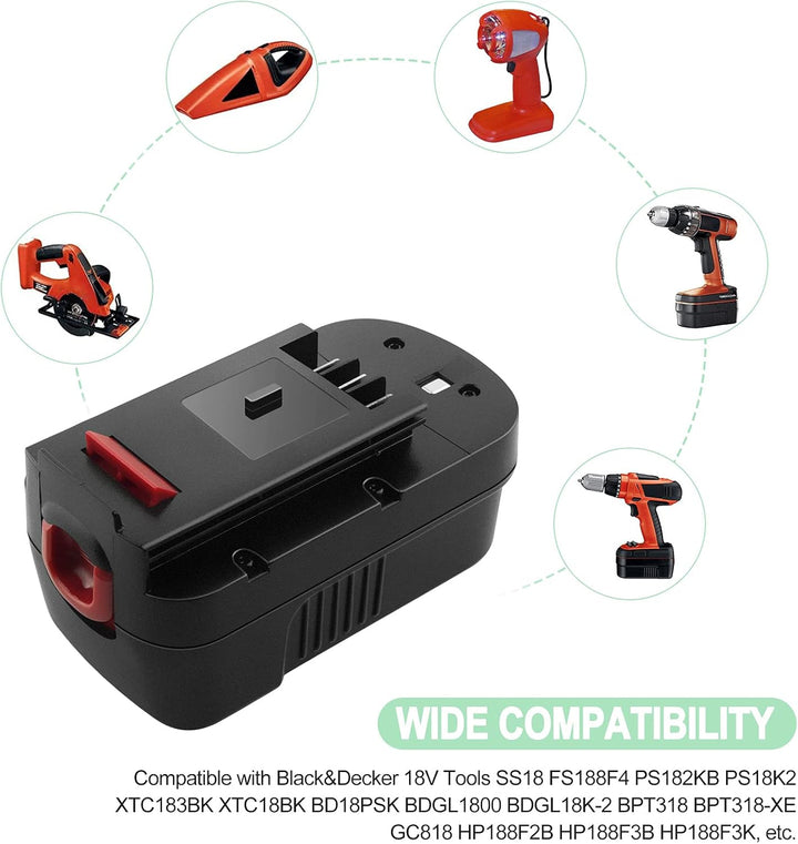 3.5Ah 18V ErsatzAkku für Black & Decker 18V Akku A1718 A18NH HPB18 HPB18-OPE A18 Feuersturm A18 FS18