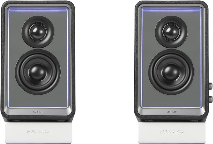 EDIFIER QR65 Aktive Design-Monitorlautsprecher (70 Watt) mit RGB-Lichteffekten, 3X USB TurboGaN-Schn