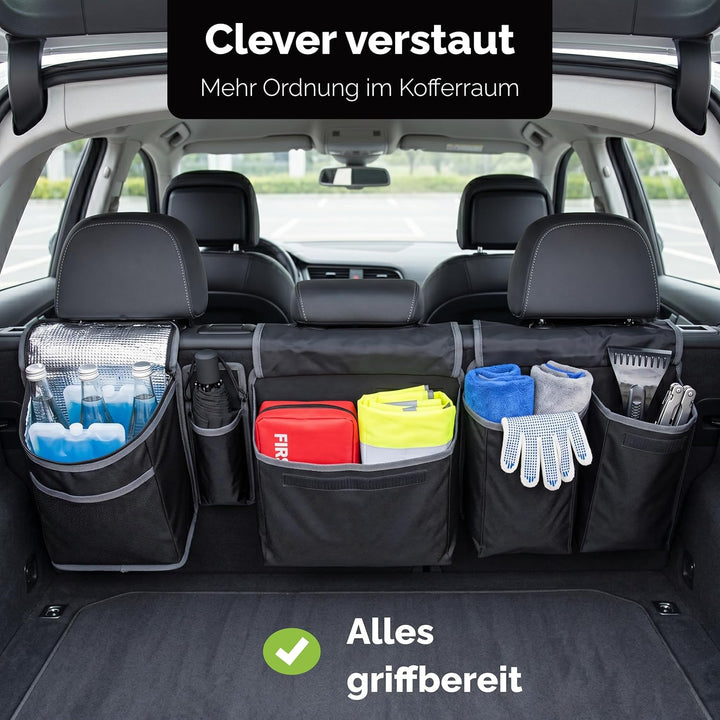 Vicera Kofferraum Organizer mit Klett – Grosse Kofferraumtasche für SUV, Kombi, Bus, Vans, grosse Au
