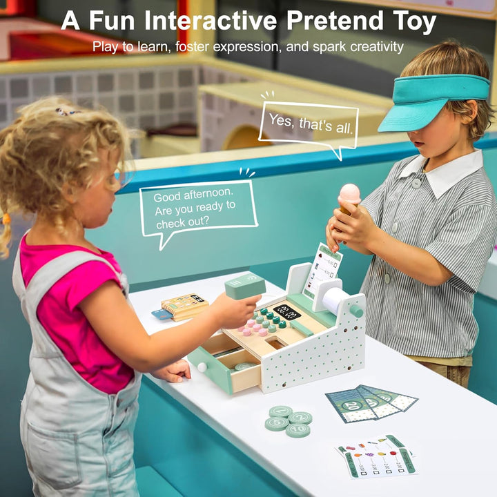 OSLINE Geschenk für 2 3 4 5 Jährige Mädchen Junge,Montessori Holz Spielzeug Kasse Kinderab 2-5 Jahr,