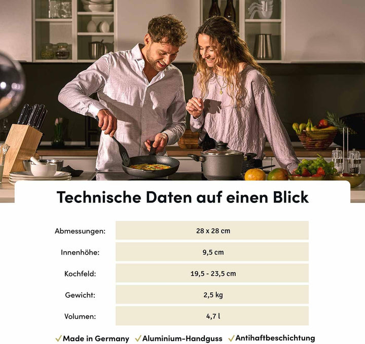 Hoffmann Schmorkasserolle 28x28 cm Induktion Viereckpfanne I Made in Germany I Servierpfanne Eckig I