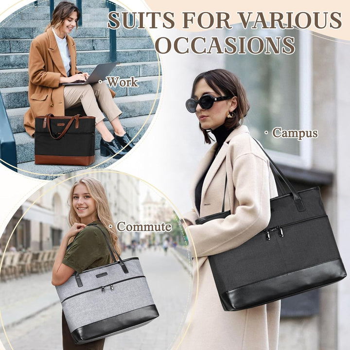 Kasgo Laptop Handtasche Damen, Gross 15.6 zoll Notebooktasche Wasserabweisend Laptop Tasche Shopper