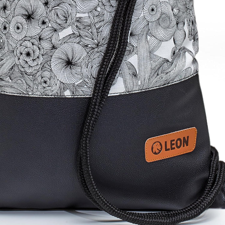 Leon grosser Premium Turnbeutel mit Innentaschen Rucksack Tasche Damen Herren Teenager Gym Bag Draw