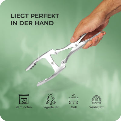 3x Brikettzange verzinkt mit Doppelgelenk Kohlezange für Briketts Kohle Kaminzange Ofenzange Kaminzu