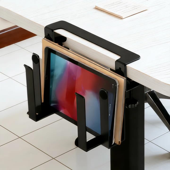 Aufhängbarer Laptop Organizer: Doppelschichtiger Kein Bohrer Schreibtisch Seitenaufbewahrung für Lap