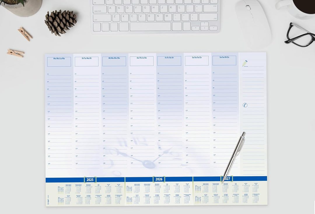 SIGEL HO350/5 Papier-Schreibtischunterlage, ca. DIN A2 - extra gross, mit 3-Jahres-Kalender, Tages-