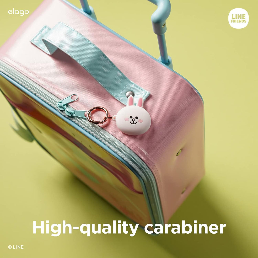 elago I LINE Friends Silikon Hülle Kompatibel met für Apple AirTag 2 &amp; 1 Gen - Voller Schutz, Inklus
