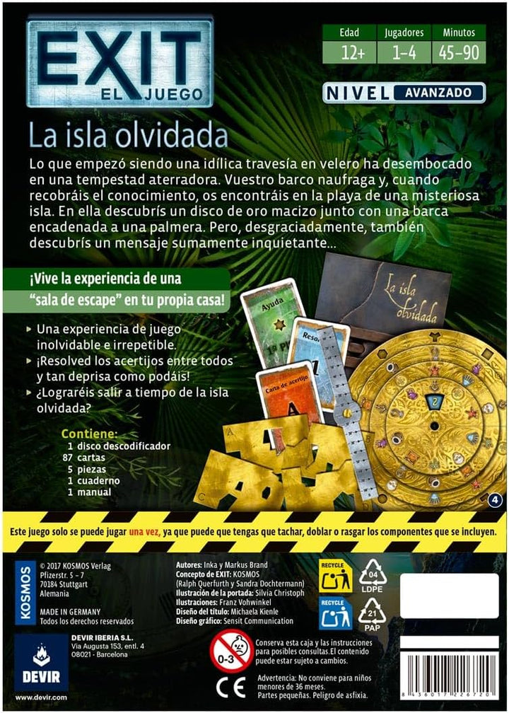 Devir Exit Escape-Room-Spiel, BGEXIT5, Sortiert, One Size Die vergessene Insel (spanische Ausgabe),