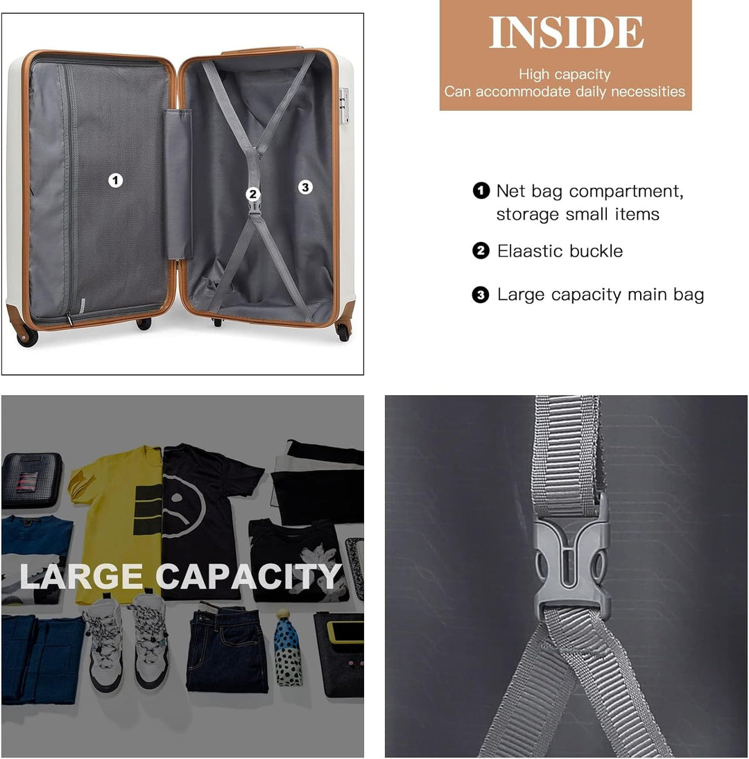 KONO Koffer Trolley Handgepäck Leicht Hartschalenkoffer aus ABS Reisekoffer mit 4 Rollen Gross Koffe
