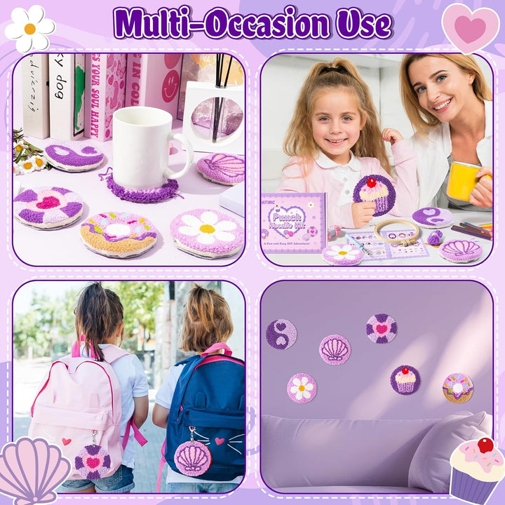 WATINC Punch Needle Untersetzer Kit DIY Handwerk Poke und Stick Stickerei Kit Coasters Mit Farbe Box