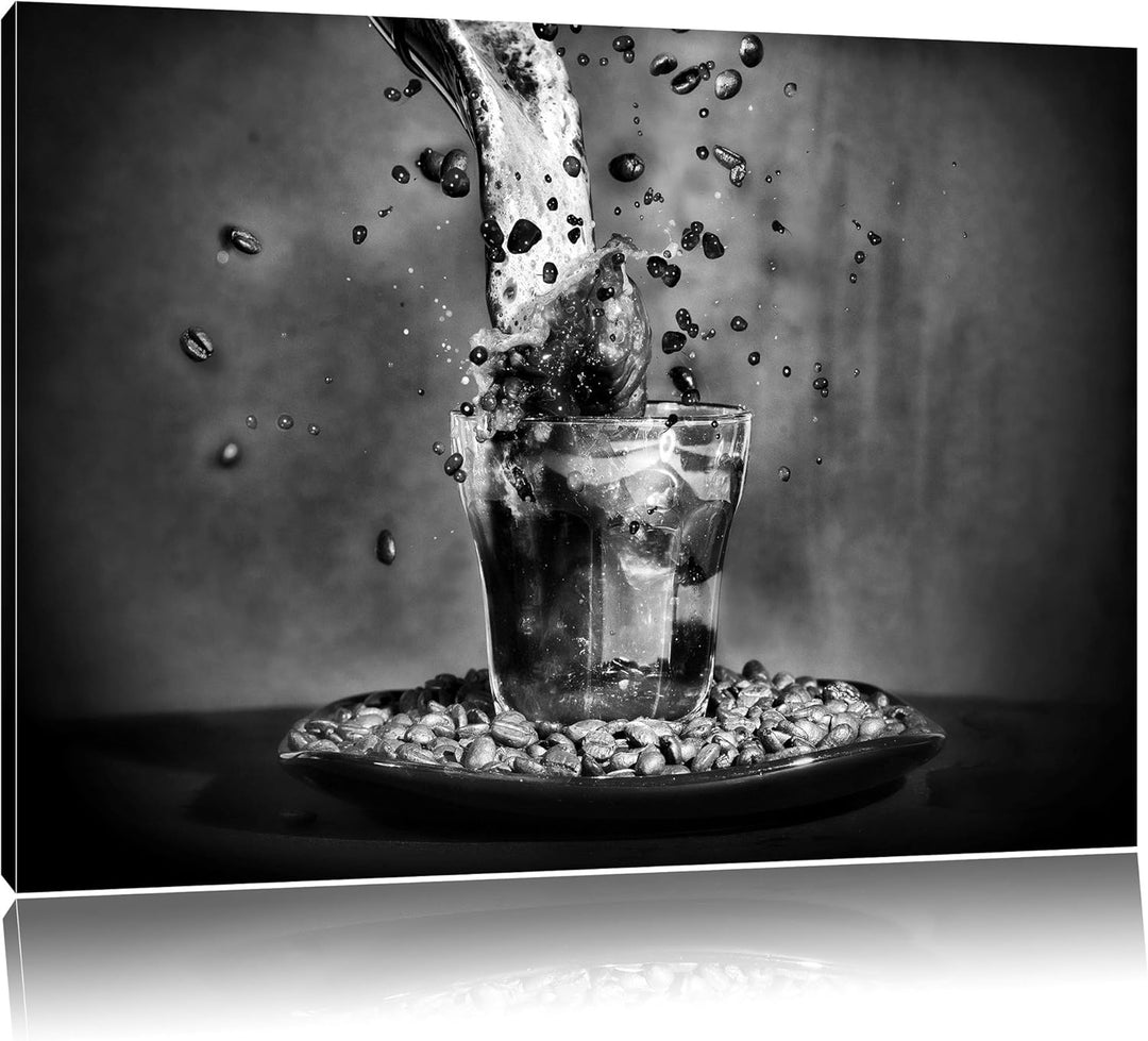 Pixxprint Gekühlter Bohnenkaffee / 100x70cm Leinwandbild bespannt auf Holzrahmen/Wandbild Kunstdruck