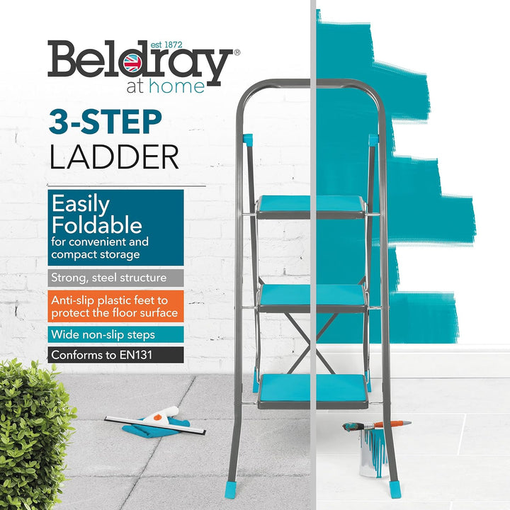 Beldray LA024510TQFEU7 3 Stufen Leiter - Klappbar/kompakt 105cm hohe Tritthocker, 150kg max Trittlei