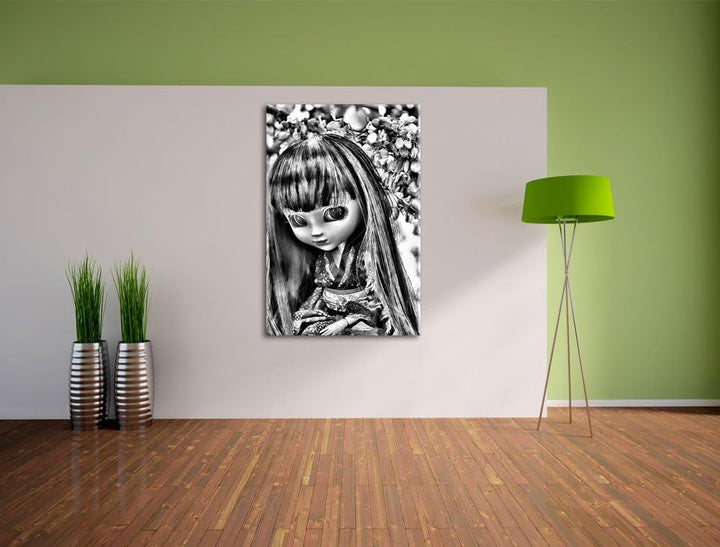 Pixxprint anmutige Geisha Pullip als Leinwandbild/Grösse: 100x70 cm/Wandbild/Kunstdruck/fertig bespa