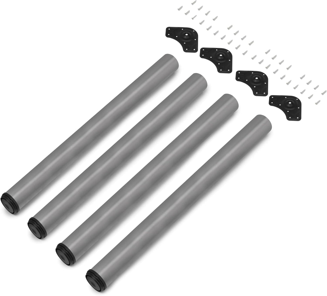 Emuca - Regulierbare Tischbeine Ø60x830mm, 4er Set aus Stahl, regulierbare Höhe 830-850mm, Metallic-