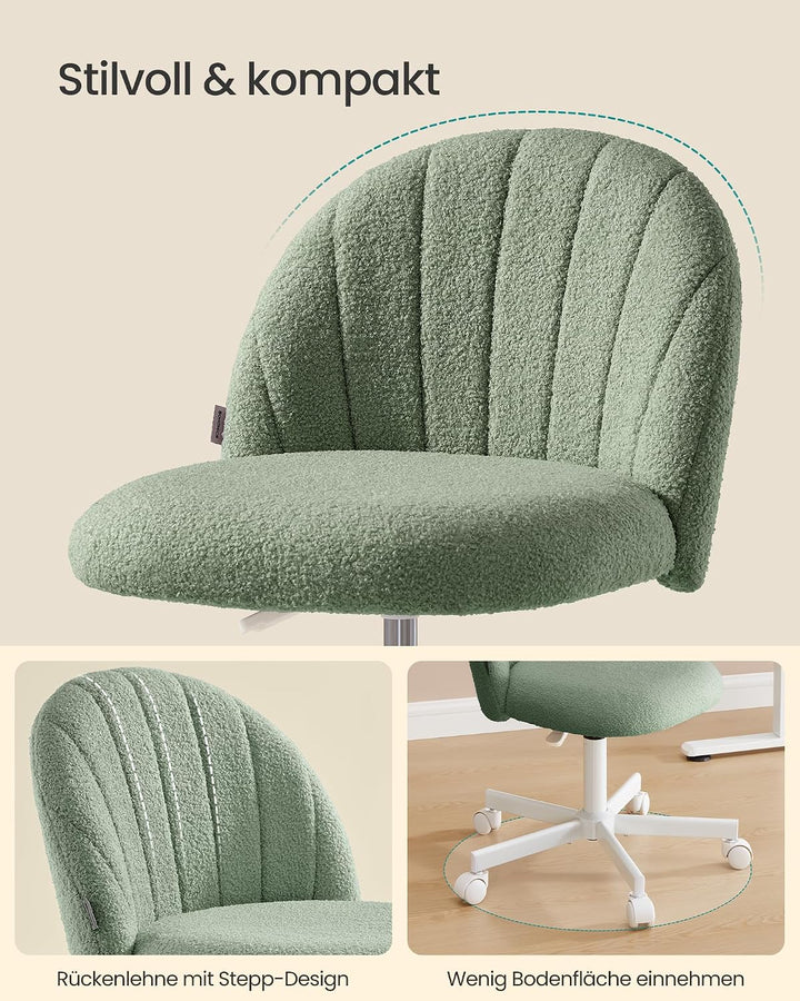 SONGMICS Homeoffice-Stuhl, Schminkstuhl aus Teddy-Fleece, Schreibtischstuhl, Schaumstoffpolsterung,