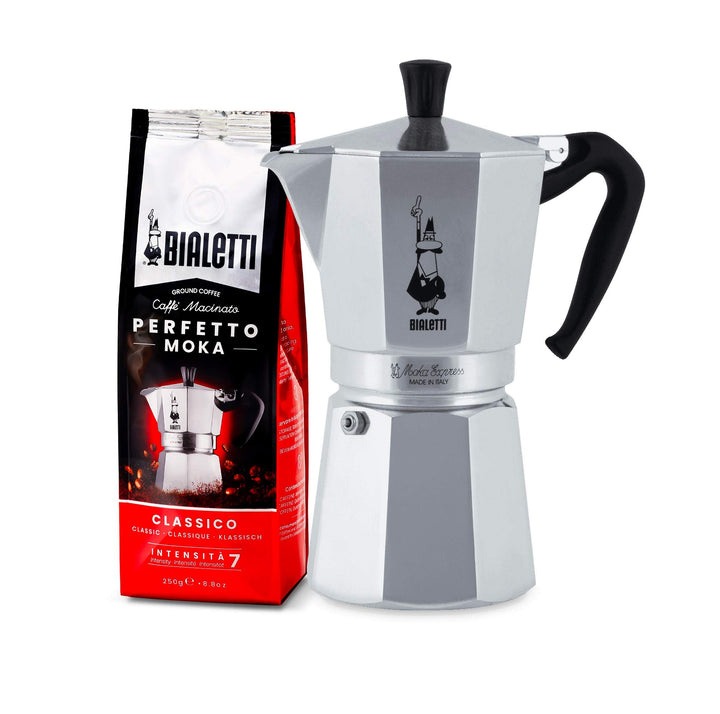 Bialetti Moka Express Espressokocher, Aluminium, Silber, 12 Tassen Perfetto Moka (der ideale Kaffee