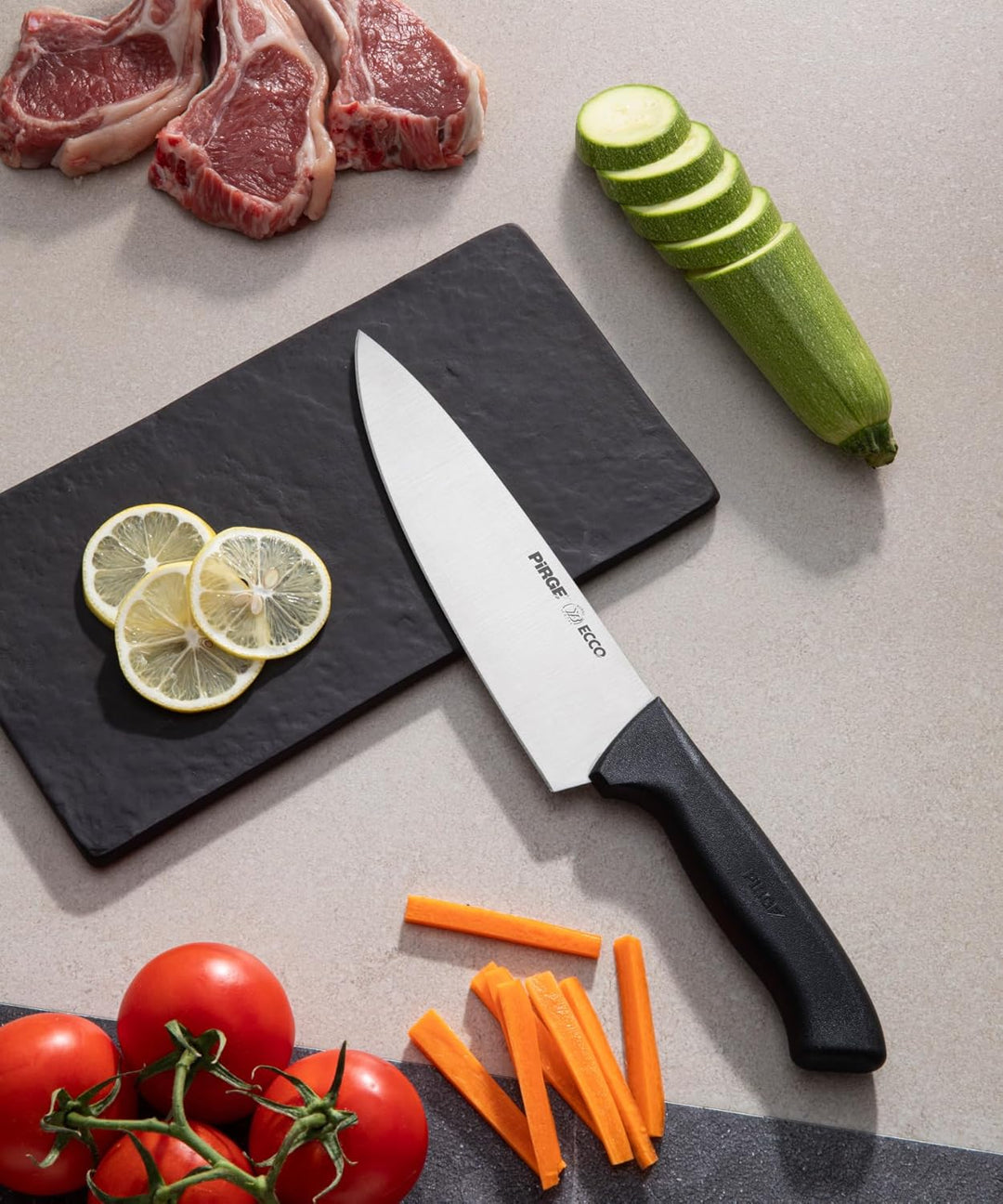 Pirge Ecco Kochmesser 19 cm Profi Küchenmesser - Allzweckmesser - Chefmesser - 54 HRC Hochgekohlter