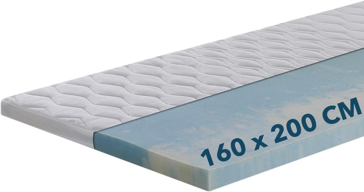 Ortho-Relax Gel Topper 160x200cm, Matratzentopper weich, waschbarer Bezug mit Zonenversteppung, Matr