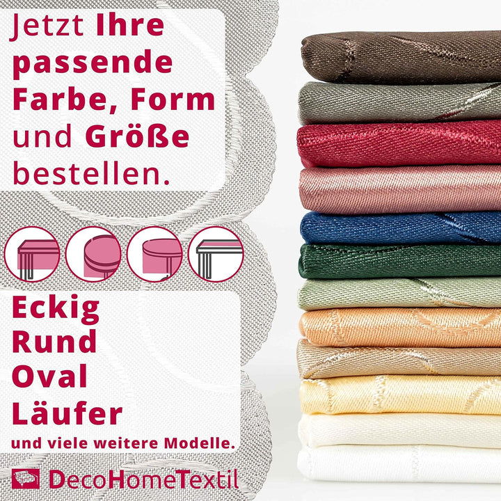 Kringel/Circle Tafeldecke Form, Grösse & Farbe wählbar- Eckig 130 x 340 cm - Gelb Damast Tischdecke