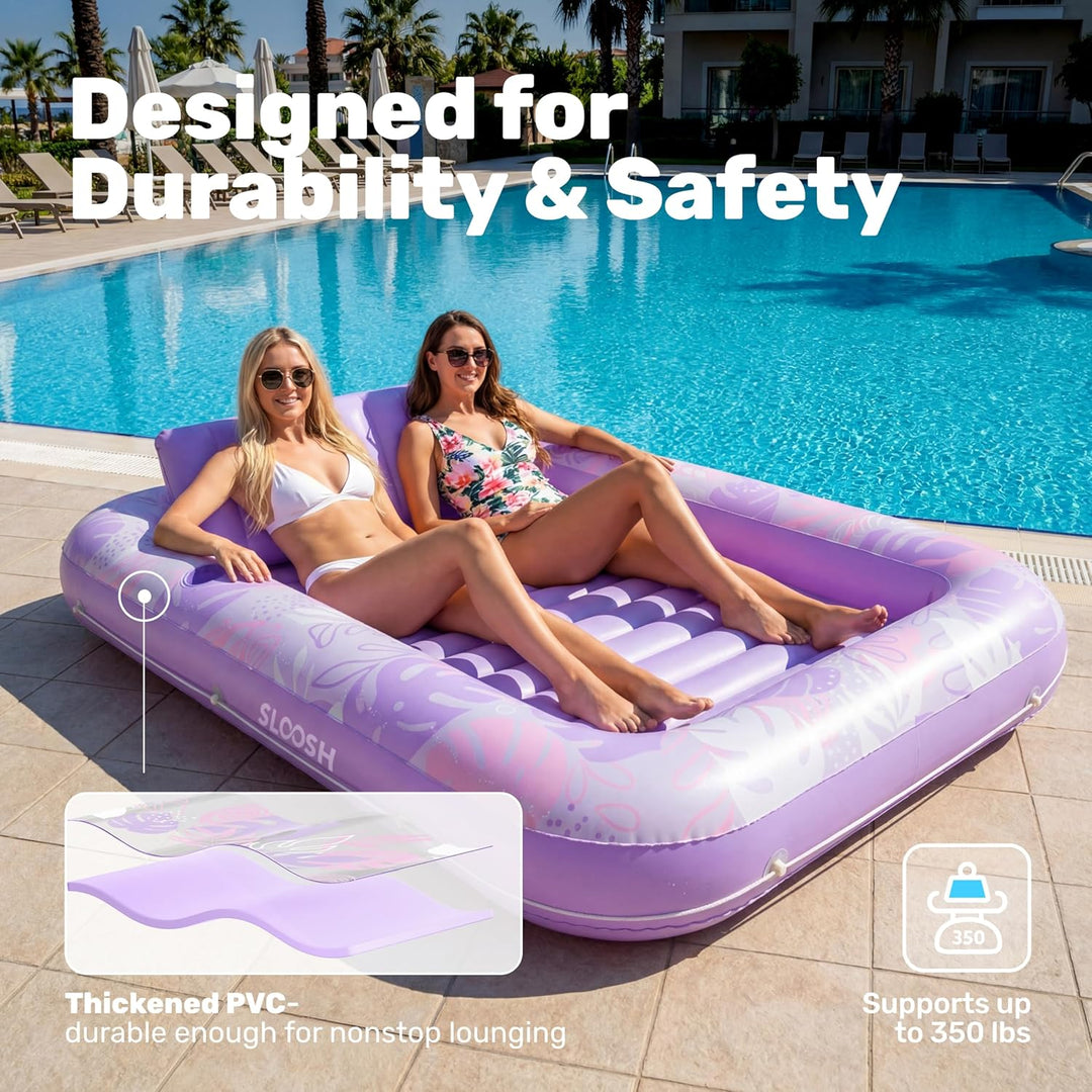 SLOOSH Aufblasbare Tanning Pool, 70" x 46"/ 85" x 57" Grosse aufblasbarer Luftmatratze für Erwachsen